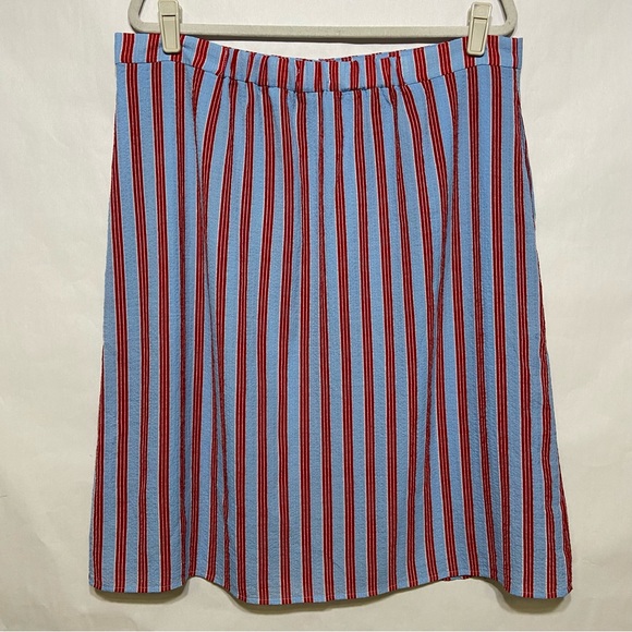 ROOLEE PLUS ADDISON BUTTON MIDI MODEST STRIPED SKIRT - Picture 10 of 16